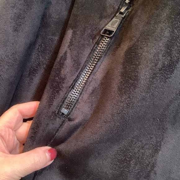 Giacomo Jacket Women’s Size Large Snaps Pockets Faux Suede Faux Fur Black - Picture 6 of 16